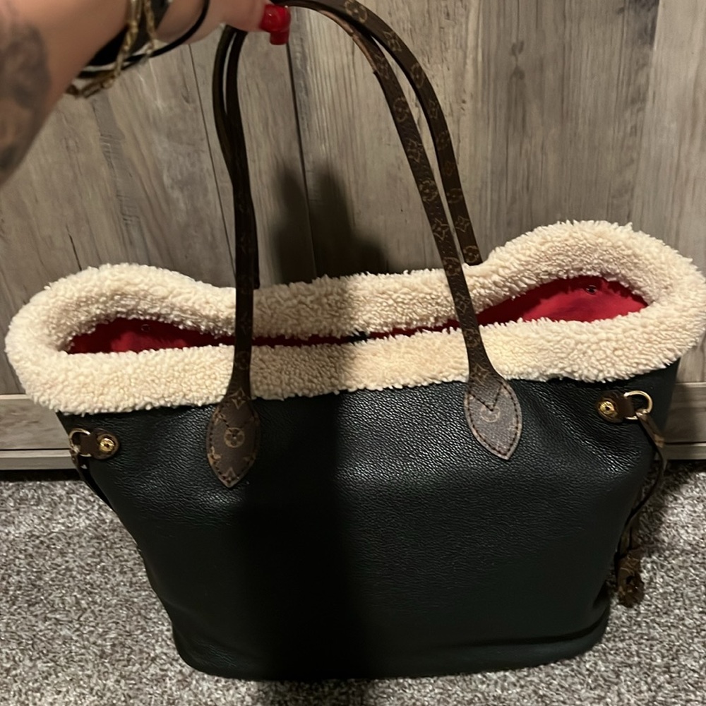 Louis Vuitton Limited Edition Black Leather Monogram Teddy Neverfull MM NM Bag - Picture 4 of 10